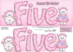 5th Birthday Large Dl Quick Card N 3D Decoupage