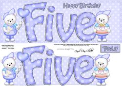 5th Birthday Large Dl Quick Card N 3D Decoupage