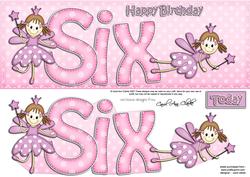 6th Birthday Large Dl Quick Card N 3D Decoupage