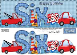 6th Birthday Large Dl Quick Card N 3D Decoupage