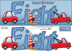 8th Birthday Large Dl Quick Card N 3D Decoupage