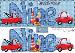 9th Birthday Large Dl Quick Card N 3D Decoupage