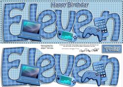 11th Birthday Large Dl Quick Card N 3D Decoupage