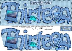 13th Birthday Large Dl Quick Card N 3D Decoupage