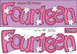 14th Birthday Large Dl Quick Card N 3D Decoupage