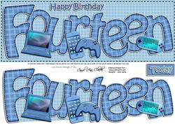 14th Birthday Large Dl Quick Card N 3D Decoupage