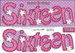 16th Birthday Large Dl Quick Card N 3D Decoupage