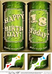 8 x 8 18th Birthday Beer Cans Scalloped Corner Topper