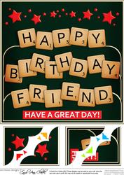 8 x 8 Birthday Word Game Scalloped Corner Topper