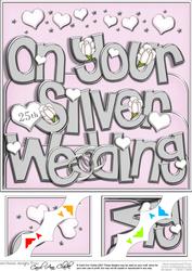 8 x 8 Silver Wedding Anniversary Scalloped Corner Topper