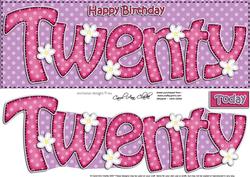20th Birthday Large Dl Quick Card N 3D Decoupage