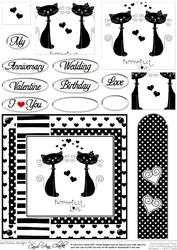 Kool Kats Purrfect Love Monochrome Quick Card with Pyramage