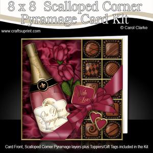 8 x 8 Engagement Champers Chocs N Roses Scalloped Corner Kit
