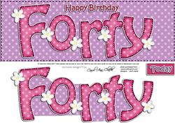 40th Birthday Large Dl Quick Card N 3D Decoupage
