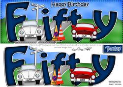 50th Birthday Large Dl Quick Card N 3D Decoupage