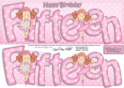 15th Birthday Large Dl Quick Card N 3D Decoupage