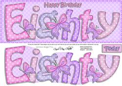 80th Birthday Large Dl Quick Card N 3D Decoupage