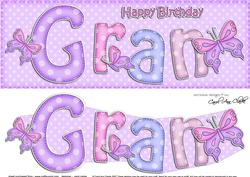 Large Dl Birthday Gran Butterflies Card & 3D Decoupage