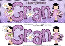 Girlz Birthday Gran Large Dl Quick Card 3D Decoupage