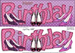 Large Dl Birthday Shoes Quick Card 3D Decoupage