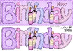 Birthday Wines Large Dl 3D Decoupage