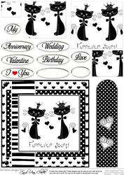 Kool Kats Purrfect Love Monochrome Quick Card with Pyramage