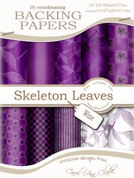 Skeleton Leaves Backing Papers Kit in Wine