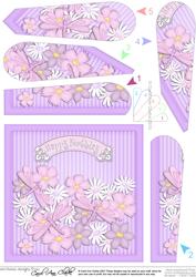 Pastel Flowers & Dragonflies Fan Pyramage Topper