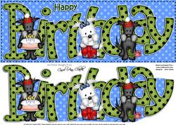 Westie & Scottie Dogs Large Dl Birthday 3D Decoupage