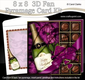 8 x 8 Birthday Champers Chocs & Roses Fan Pyramage Kit