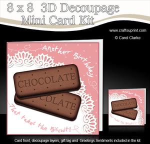8 x 8 Bourbon Biscuits Birthday Mini Kit with 3D Decoupage