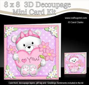 8 x 8 3D Teddy Tess's Heart Kit with 3D Decoupage