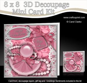 8 x 8 Perfume & Pearls Mini Kit with 3D Decoupage