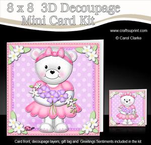 8 x 8 3D Teddy Tess's Flowers Kit with 3D Decoupage