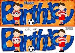 Bazil's Football Birthday Large Dl Quick Card 3D Decoupage