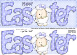 Large Dl Easter Lamb Quick Card N 3D Decoupage