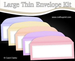 5 Large Slim Pastel Polka Dot Envelopes Kit