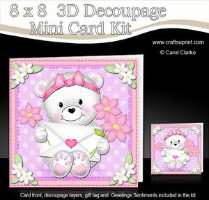 8 x 8 3D Teddy Tess's Letter Mini Kit with 3D Decoupage