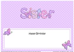 Birthday Sister Butterflies Large Dl Matching Insert
