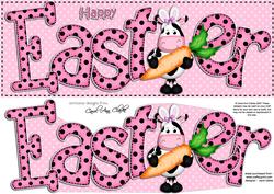 Large Dl Easter Milly Moo Cow Quick Card & 3D Decoupage