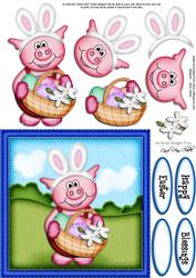 Ziggy Piggy's Easter Basket Quick Card N 3D Decoupage