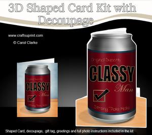 Classy Man Beer Can Shaped Card with Decoupage