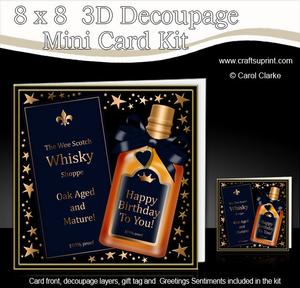 8 x 8 Birthday Whisky Mini Kit with 3D Decoupage
