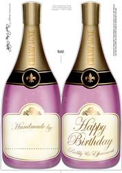 Large Dl Birthday Champagne Bottle Shaped Card