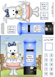 Westie Dog N Postbox Quick Card N 3D Decoupage
