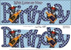 Birthday Large Dl Card N 3D Decoupage