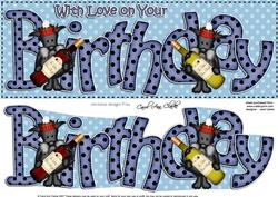 Birthday Large Dl Card N 3D Decoupage