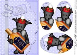 A5 Hamish Scottie Dog's Whisky Bottle Oval Pyramage Topper