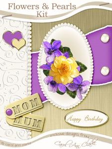 Flowers & Pearls Amethyst Kit with Step by Step Decoupage