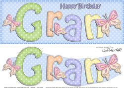 Large Dl Birthday Gran Card & 3D Decoupage